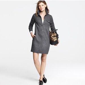 Jcrew 100% wool charcoal herringbone shift dress 00 but tailored to fit like 00p